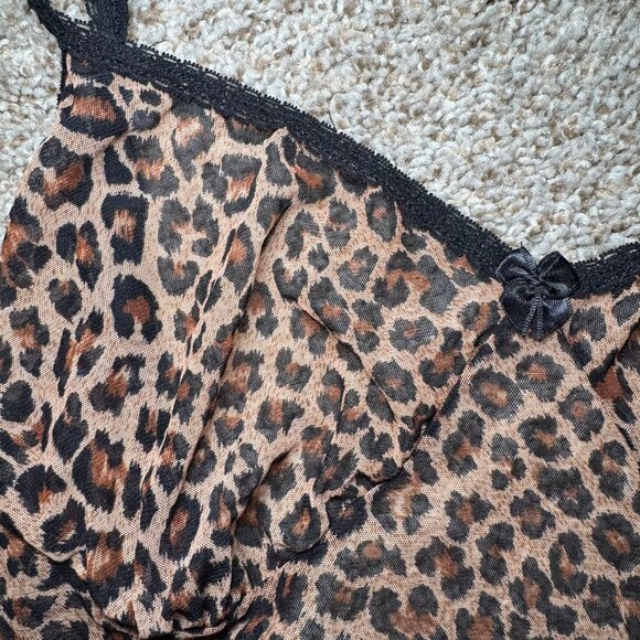Vintage Seductive Wear by Cinema Etoile cheetah leopard lace cami silky sheer M - Picture 2 of 6